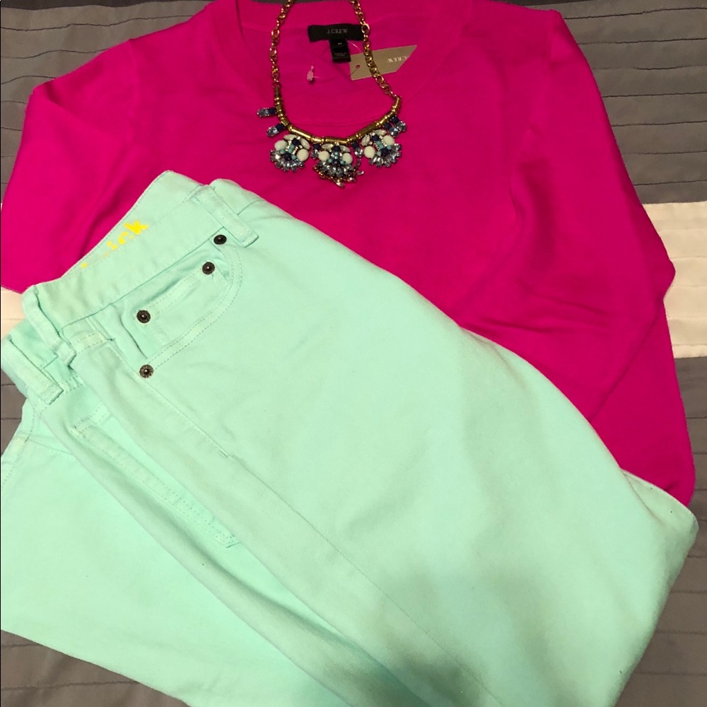 Jcrew mint green skinny jeans